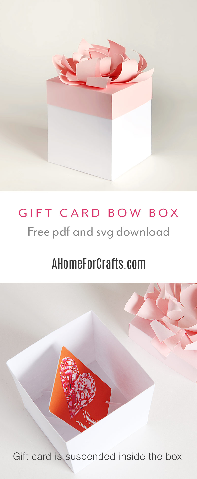 Gift card gift box with bow free svg and pdf download