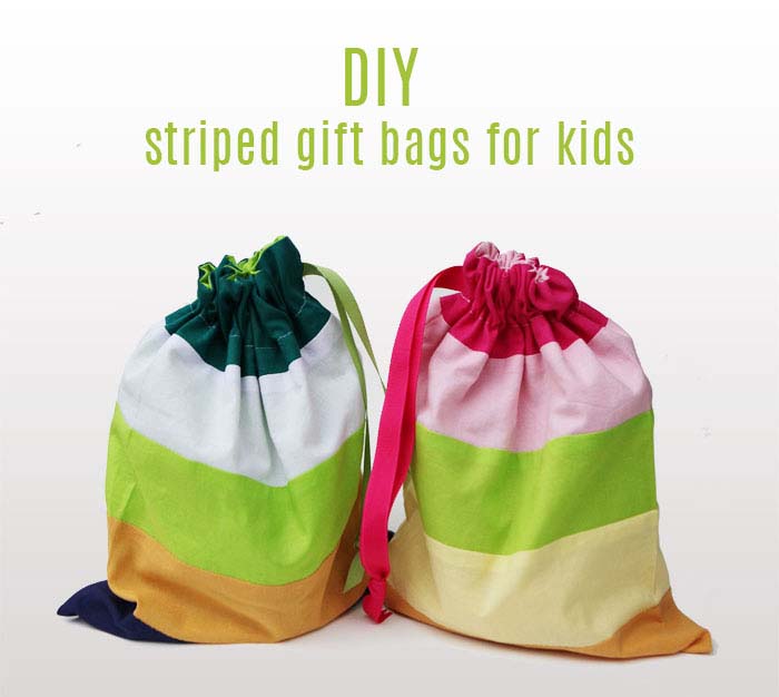 Striped draw string gift DIY