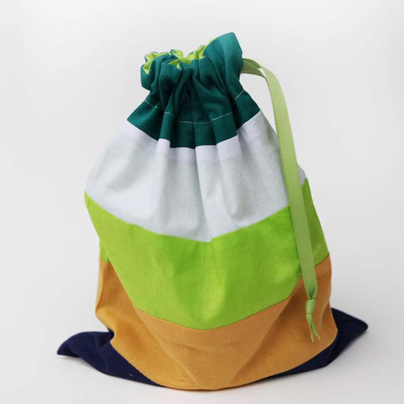 Striped cotton draw-string gift bags for kids