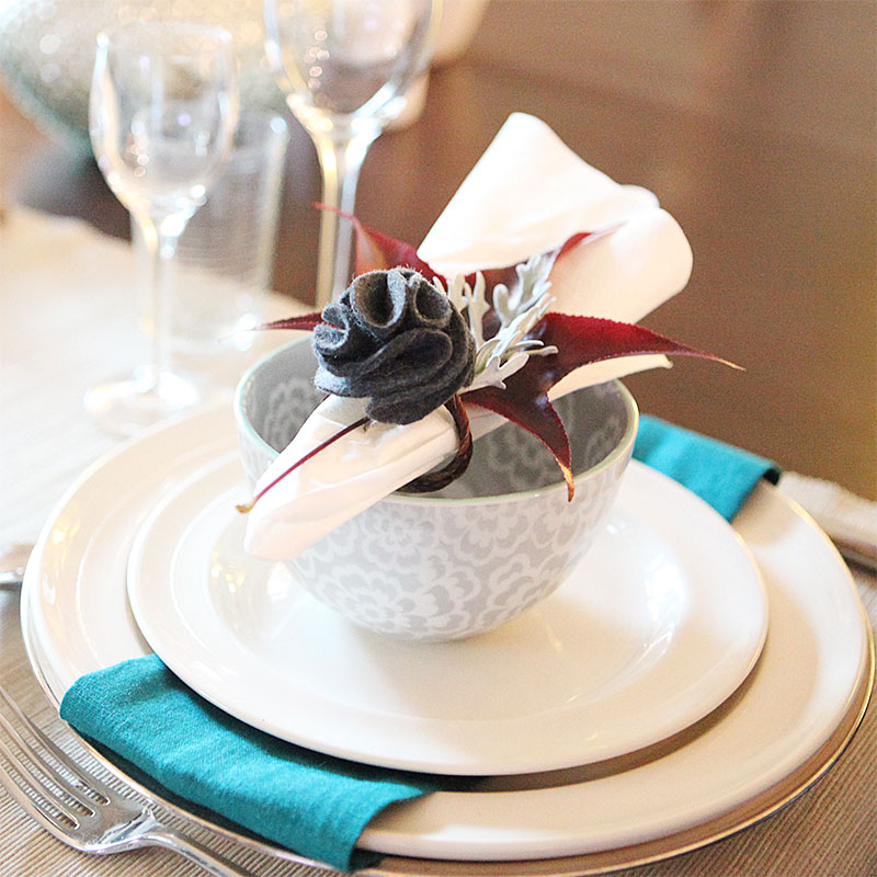 felt flower napkin ring