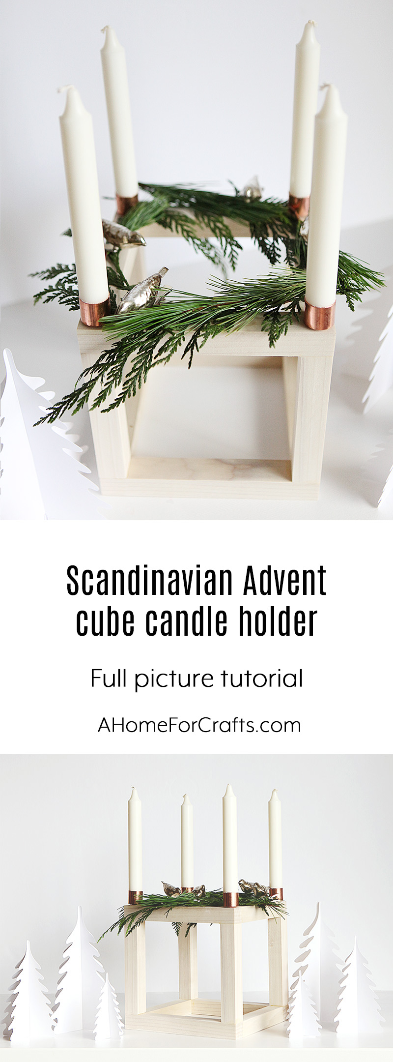 Scandinavian cube advent candle stick