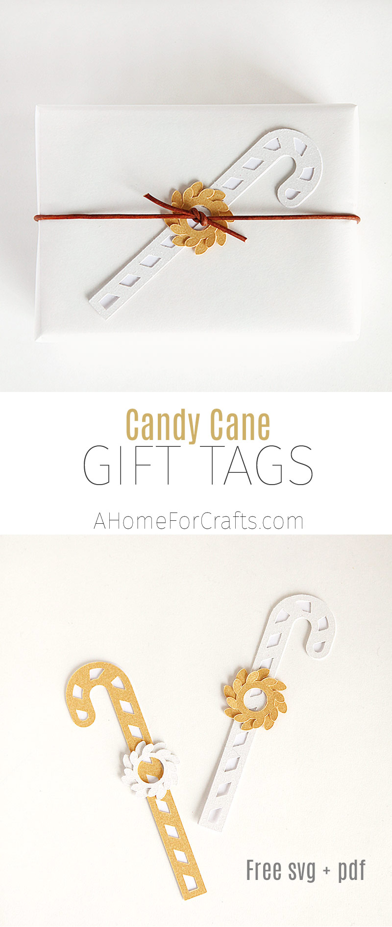 Candy cane gift tag with free svg and pdf cut files