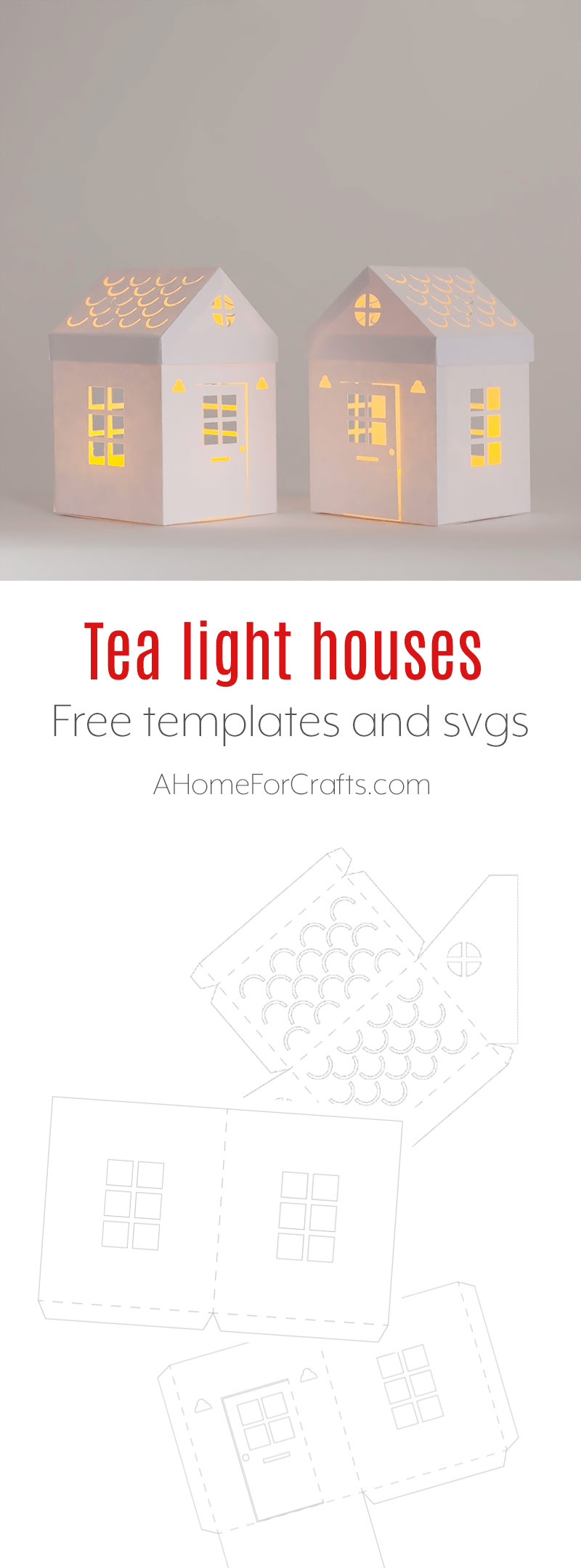 Tea light paper house with free download template and svg