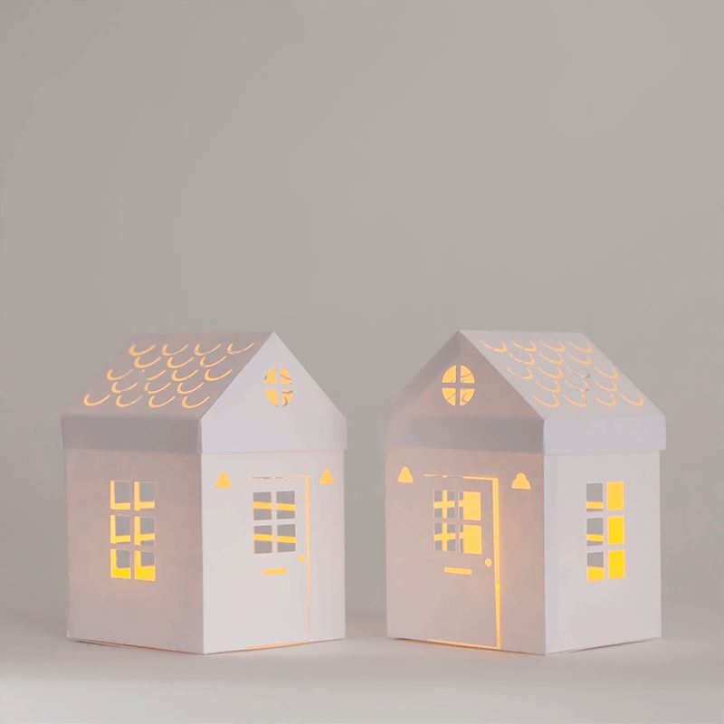 tea light paper house with free download template and svg