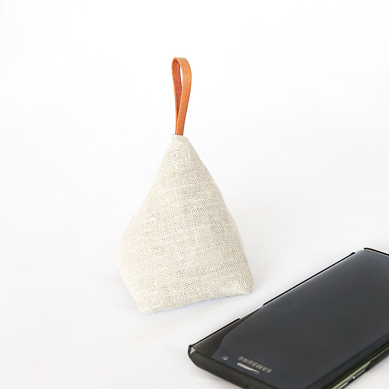 Fabric and leather cell phone stand - lavender scented - watch Youtube hands free