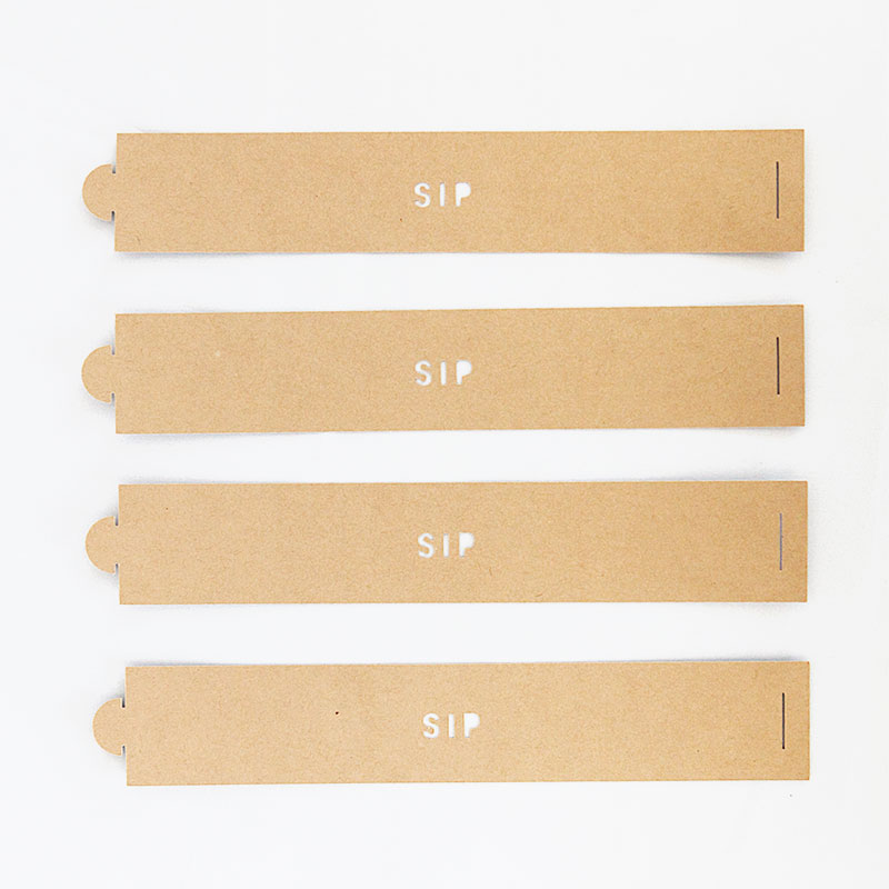 Sip water bottle cardstock label for guest tray