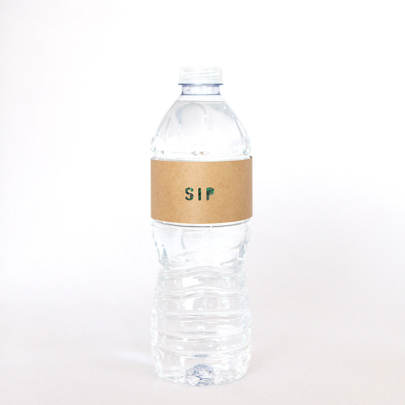 Sip water bottle cardstock label for guest tray