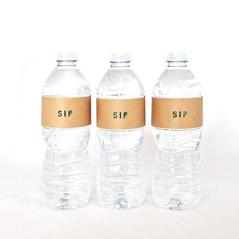 Sip water bottle cardstock label for guest tray