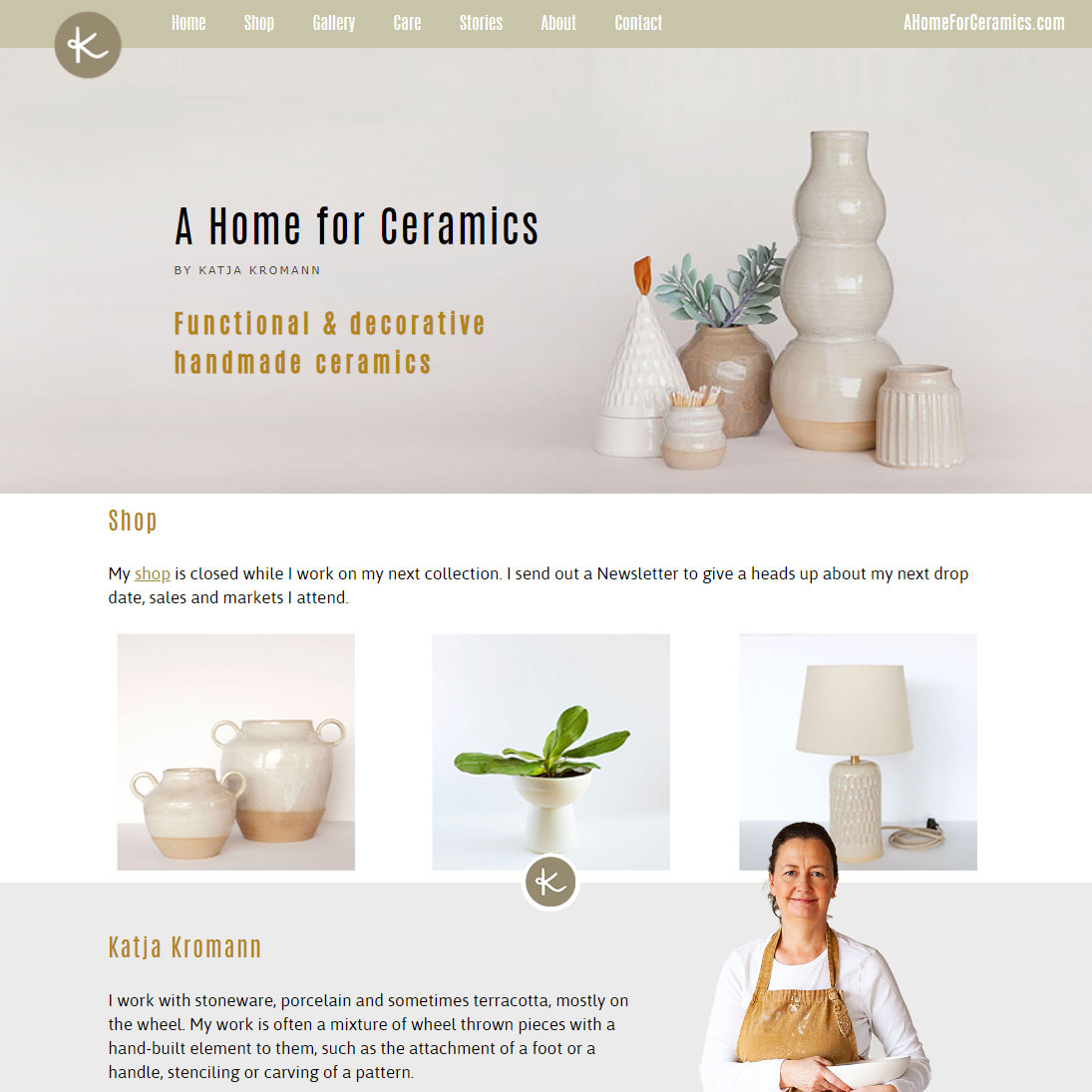 A Home for Ceramics website preview