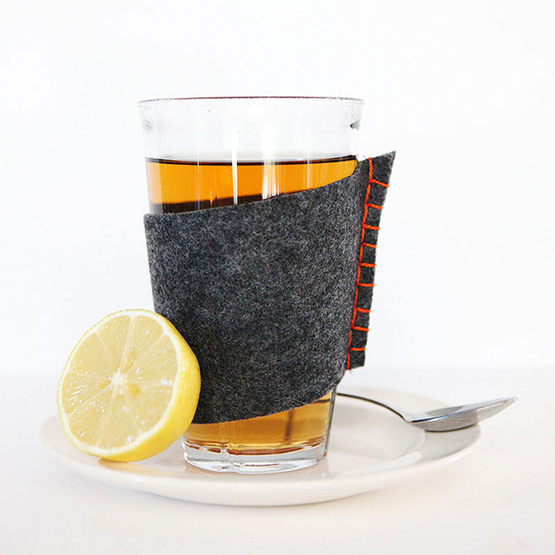 Felt sleeves for hot beverage glasses