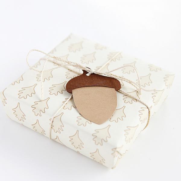 Acorn gift wrap and tag